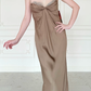 Simple Sheath Spaghetti Strap Brown Satin Long Prom Dress Evening Dress SH6764
