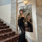 Sexy Black Mermaid Spaghetti Strap Satin Chiffon Prom Dress Evening Dress Date Dress SH4909