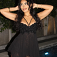 Sexy Black A Line Halter Beaded Lace Chiffon Homecoming Dress Cocktail Dress Outfits SH3647