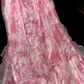 Elegant Mermaid Spaghetti Strap Pink Print Floral Beaded Chiffon Long Prom Dress Evening Dress SH3107