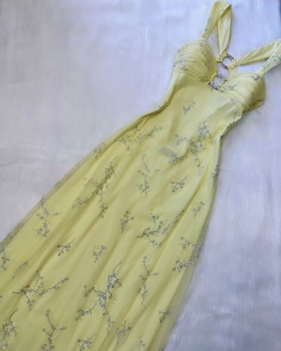 Charming Yellow Long Prom Dress Evening Gown SH1289