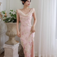 Gentle Retro Mermaid Straps Print Floral Purple Satin Prom Dress Formal Dress SH4021
