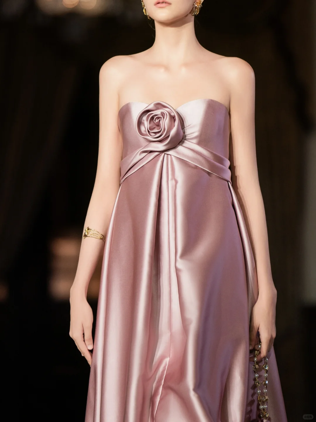 Pink A Line Sweetheart Neck Cute 3D Floral Satin Prom Dress Party Dress SH4738