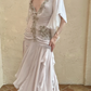 Vintage Mermaid V Neck Lace Pleated Chiffon Prom Dress Formal Dress SH3864