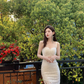 Gentle Yellow Sheath Spaghetti Strap Lace Short Homecoming Dress Cocktail Dress SH3578