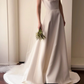Classic Pretty A Line Spaghetti Straps White Satin Wedding Dress SH5080