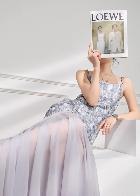 Purple Mermaid Spaghetti Strap Beaded Sequin Chiffon Prom Dress Outfits SH4732