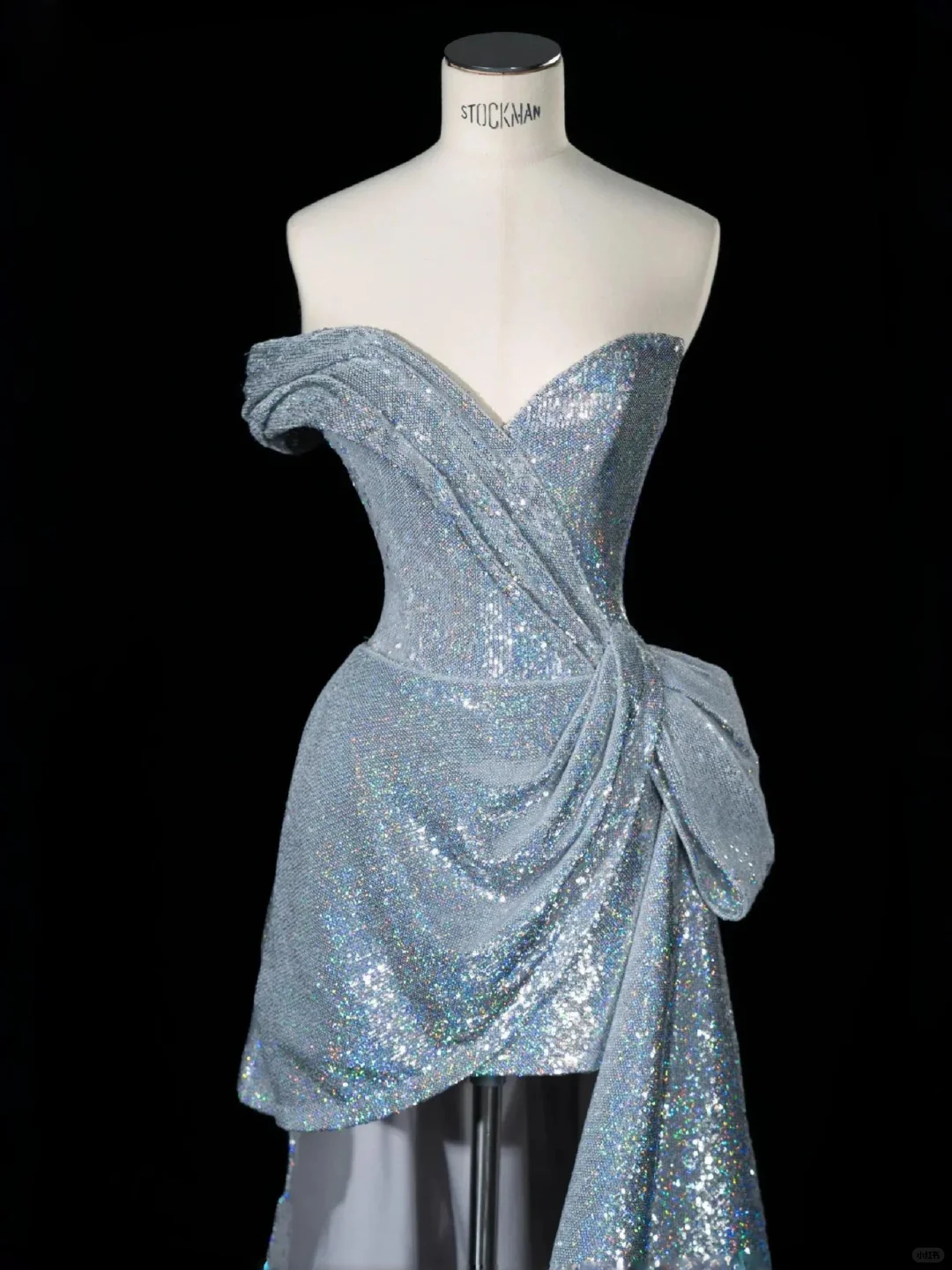 Shiny A Line Strapless Blue Sequin Short Long Sweep Party Dress Evening Dress SH3379