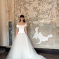 Pretty A Line Off the Shoulder Corset Satin Tulle Long Prom Dress Wedding Dress SH4273