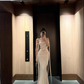 Apricot Gentle Mermaid Off the Shoulder Satin Prom Dress Evening Dress SH3762