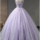 Star and Moon Fantasy Tulle A-Line Long Evening Dress, Blue Formal Sweet 16 Prom Dress Quinceanera Dress SH1063