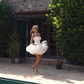 White Cute A Line Strapless Lace Tulle Short Prom Dress Homecoming Dress SH4780