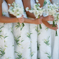 Pretty A Line Strapless Print Floral White Satin Long Bridesmaid Dress SH6307