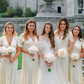 Cream V-neck Short Sleeves Column Elegant Long Bridesmaid Dresses SH5582