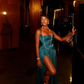 Simple A Line Spaghetti Strap Satin Prom Dress Evening Dress with Slit SH2367