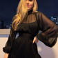 Simple A Line Round Neck Long Sleeve White Chiffon Short Homecoming Dress Outfits SH3561