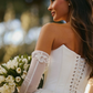 Dazzling Ball Gown Strapless Exquisite Beaded White Satin Long Train Wedding Dress SH6190