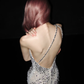 Shiny Sheath One Shoulder Rhinestone Tulle Long Prom Dress SH5553