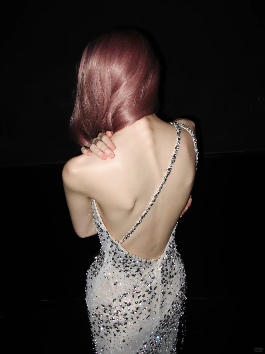 Shiny Sheath One Shoulder Rhinestone Tulle Long Prom Dress SH5553