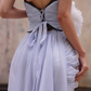 Elegant A Line Sweetheart Neck Black Lace Purple Chiffon Long Evening Dress Gown Dress SH3584