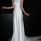 Elegant A Line Strapless White Satin Chiffon Long Wedding Dress SH5961
