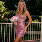 Sparkly Sheath Sweetheart Pink Short Homecoming Dress with Beading SH7458