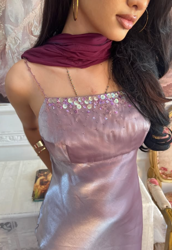 Purple Vintage Sheath Straps Exquisite Beaded Satin Prom Dress Graduation Prom Dress SH5490