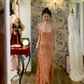 Vintage Exquisite A Line Straps Orange Beaded Tulle Prom Dress Wedding Guest Dress SH4497