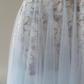 Stunning A Line Spaghetti Strap Floral Blue Tulle Prom Dress Wedding Guest Dress SH4505