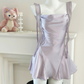 Sage Green Gentle A Line Spaghetti Strap Satin Mini Homecoming Dress Cocktail Dress SH3427