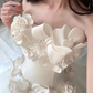 2026 New Ball Gown Strapless 3D Floral Tulle Satin Long Wedding Dress SH7711