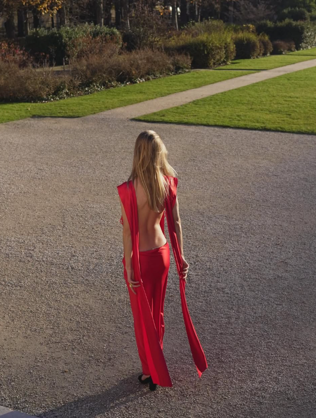 Sexy Red Sheath Straps Satin Open Back Long Wedding Guest Dress Party Dress SH3309