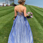 Chic Blue Satin Appliques Long Evening Dress Prom Dress  SH999