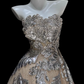 Silver Layered Sequin A Line Sweetheart Neck Apricot Tulle Long Prom Dress Evening Dress SH5007
