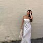 Stunning Sheath Strapless Sage Green Satin Bridesmaid Dress Evening Dress SH2837
