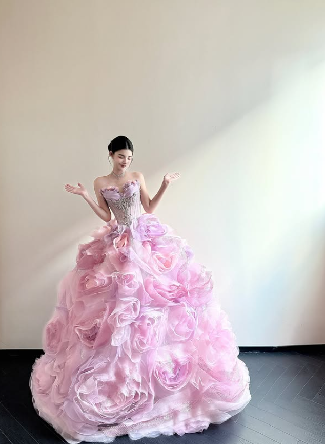 Princess Purple Ball Gown Off the Shoulder Floral Tulle Long Sweep Prom Dress 16th Birthday Dress SH4649