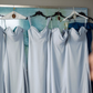 Gentle Sheath Off the Shoulder Blue Chiffon Long Prom Dress Bridesmaid Dress with Slit SH2615