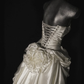 Gentle A Line Strapless Pleated White Satin Long Wedding Dress SH4529