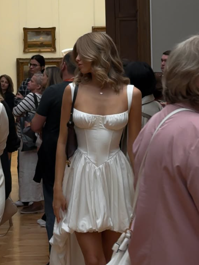 Stunning A Line Strap White Satin Long Sweep Prom Dress SH4618