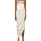 Simple Sheath Spaghetti Straps Pleated Lace Satin Open Back Prom Dress Party Dress SH4074