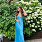 Blue Backless Mermaid Satin Long Evening Prom Dress SH1527