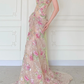 Luxurious Mermaid Strapless Floral Sequin Tulle Long Prom Dress Evening Dress SH5843
