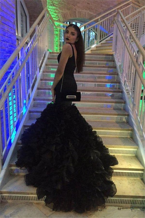 Black Deep-V-Neck Mermaid  Prom Dress Party Gowns SH1270