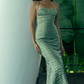 Elegant Sheath Spaghetti Strap Light White Long Prom Dress Evening Dress SH2303