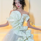 Stunning Ball Strapless White Ruffle Satin Tulle Long Prom Dress Party Dress SH4690