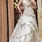 White A Line Sweetheart Neck Floral Pleated Chiffon Prom Dresses 18th Birthday Dresses SH4640