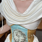 Vintage A Line Round Neck White Satin Prom Dress Evening Dress SH4875
