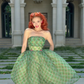 Vintage Ball Gown Strapless Green Plaid Chiffon Party Dress Homecoming Dress SH4301