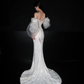 Luxurious Mermaid Off the Shoulder White Beaded Lace Tulle Long Wedding Dress SH5966