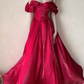 Stunning Burgundy A Line Off the Shoulder Satin Long Prom Dress Party Dress Outfits SH4964